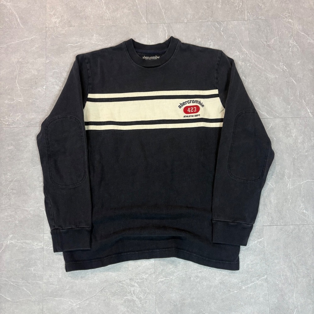 Abercrombie & Fitch Vintage Athletics Navy Blue Striped Sweatshirt Mens XL 423